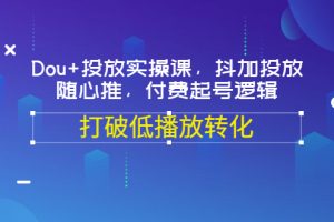 (3179期)Dou+投放实操课,抖加投放,随心推,付费起号逻辑,打破低播放转化