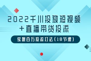 (3162期)2022千川投放短视频+直播带货投流,实操百万投流打法(18节课)