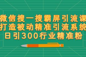 (2418期)微信搜一搜霸屏引流课,打造被动精准引流系统 日引300行业精准粉【无水印】
