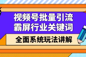 (2416期)视频号批量引流,霸屏行业关键词(基础班)全面系统玩法讲解【无水印】