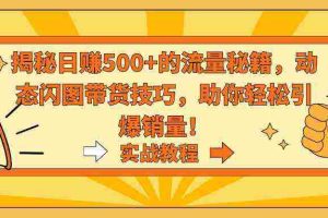 （9058期）揭秘日赚500+的流量秘籍，动态闪图带货技巧，助你轻松引爆销量！