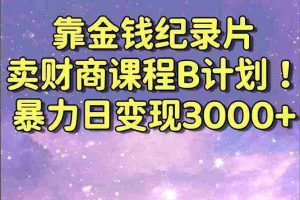 （8944期）靠金钱纪录片卖财商课程B计划！暴力日变现3000+，喂饭式干货教程！