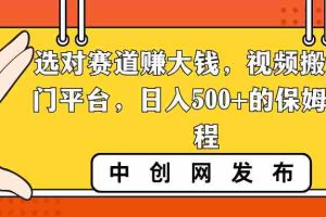 （8793期）选对赛道赚大钱，视频搬运冷门平台，日入500+的保姆级教程