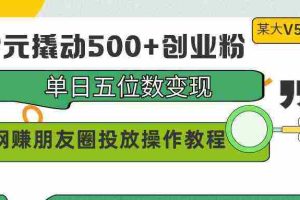 （9534期）99元撬动500+创业粉，单日五位数变现，网赚朋友圈投放操作教程价值5980！