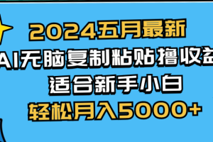 （10578期）2024五月最新AI撸收益玩法 无脑复制粘贴 新手小白也能操作 轻松月入5000+