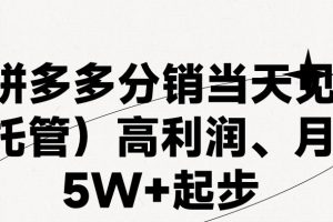 最新拼多多优质项目小白福利,两天销量过百单,不收费、老运营代操作