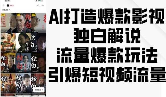 AI打造爆款影视独白解说，流量爆款玩法，引爆短视频流量