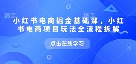 小红书电商掘金课，小红书电商项目玩法全流程拆解