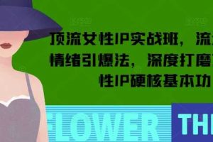 顶流女性IP实战班，流量上亿情绪引爆法，深度打磨顶流女性IP硬核基本功