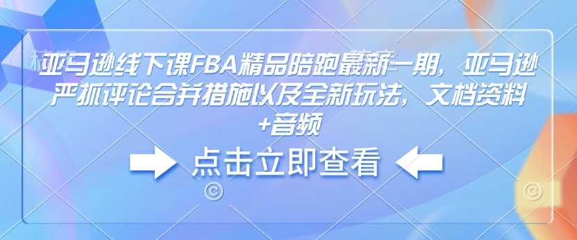 亚马逊线下课FBA精品陪跑最新一期,亚马逊严抓评论合并措施以及全新玩法,文档资料+音频