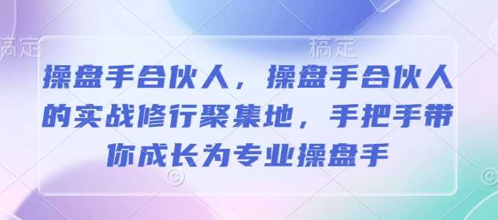 操盘手合伙人,操盘手合伙人的实战修行聚集地,手把手带你成长为专业操盘手