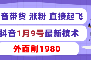 抖音带货 涨粉 直接起飞 抖音1月9号最新技术 外面割1980 【解密】