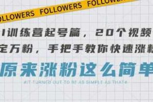 AI训练营起号篇，20个视频搞定万粉，手把手教你快速涨粉