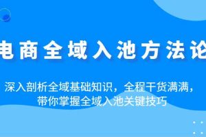 电商全域入池方法论：深入剖析全域基础知识，全程干货满满，带你掌握全域入池关键技巧