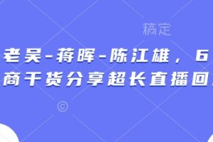 天诺老吴-蒋晖-陈江雄，6小时电商干货分享超长直播回放