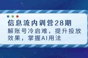 信息流内训营28期，解账号冷启难，提升投放效果，掌握AI用法