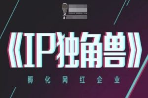 IP独角兽，孵化网红企业，ip教程