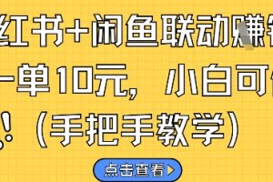 小红书+闲鱼联动挣钱，一单10元，小白可做