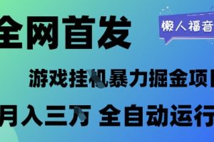 全网首发，游戏挂G暴力掘金项目，懒人福音全自动运行，月入1W+【揭秘】