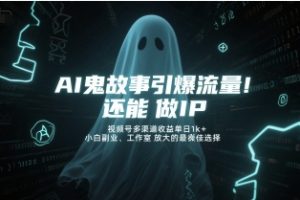 AI鬼故事引爆流量，还能做IP，视频号多渠道收益单日1k+，小白副业、工作室放大的最佳选择