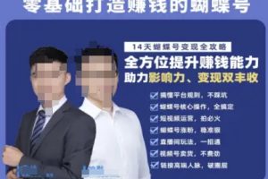 蝴蝶号专栏-视频号运营教程，零基础打造挣钱的蝴蝶号，14天蝴蝶号变现全攻略