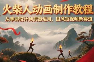火柴人动画制作教程：从拳脚设计到武器运用，国风短视频新赛道