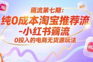 薅流第七期：纯0成本淘宝推荐流-小红书薅流最新版目，0投入的电商无货源玩法（附赠往期）