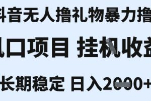 最新风口抖音无人暴力撸金技术，不违规不封号，一个小时收益2k+，小白当天拿结果【揭秘】