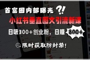 首富圈内部曝光小红书垂直图文引流新课，日吸300+创业粉，日入8张+，限时获取防封禁