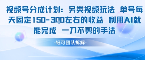 视频号分成另类视频玩法单号每天固定150左右的收益利用AI就能完成一刀不剪的手法网赚项目-副业赚钱-互联网创业-资源整合白嫖の网赚