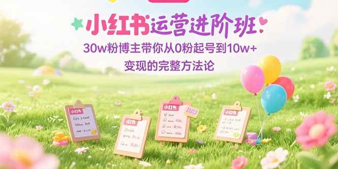 （15318期）小红书运营进阶班：30w粉博主带你从0粉起号到10w+变现的完整方法论网赚项目-副业赚钱-互联网创业-资源整合白嫖の网赚