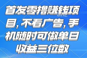 （15388期）零撸赚钱项目 不看广告 手机随时可做 单日收益三位数