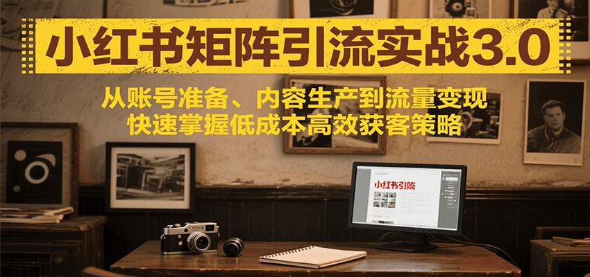 小红书矩阵引流3.0,从账号准备、内容生产到流量变现,快速掌握低成本高效获客策略网赚项目-副业赚钱-互联网创业-资源整合白嫖の网赚
