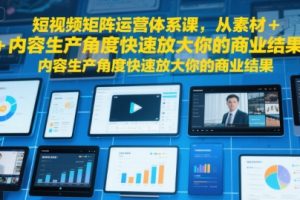 短视频矩阵运营体系课，从素材+内容生产角度快速放大你的商业结果
