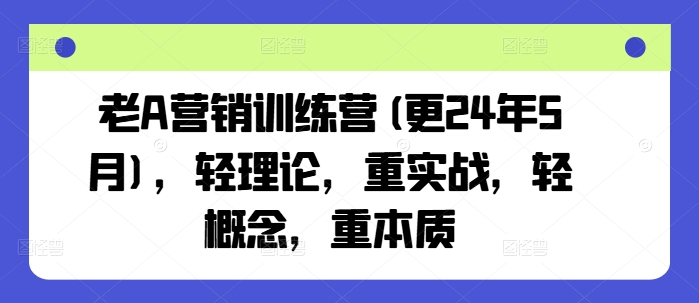老A营销训练营(更25年7月)，轻理论，重实战，轻概念，重本质网赚项目-副业赚钱-互联网创业-资源整合白嫖の网赚