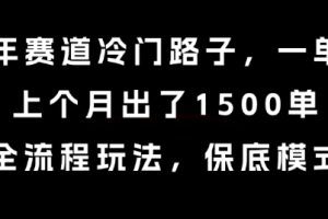 中老年赛道冷门路子，一单788，上个月出了1500单，全流程玩法，保底模式【揭秘】