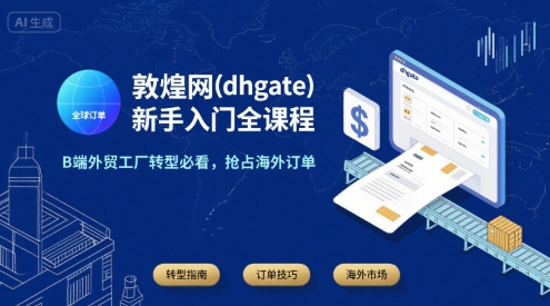 敦煌网(dhgate)新手入门全课程，B端外贸工厂转型必看，抢占海外订单网赚项目-副业赚钱-互联网创业-资源整合白嫖の网赚