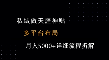 私域做天涯神贴多平台布局月入5k+详细流程拆解网赚项目-副业赚钱-互联网创业-资源整合白嫖の网赚