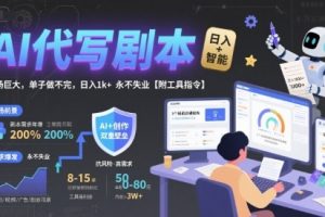 AI代写剧本，市场巨大，单子做不完，日入1k+ 永不失业【附工具指令】