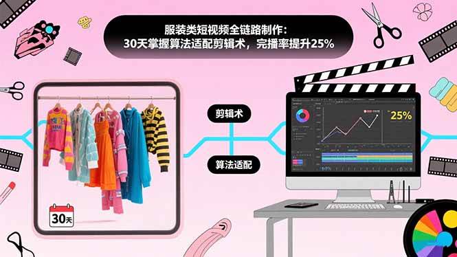 (15655期)服装类短视频全链路制作:30天掌握算法适配剪辑术,完播率提升25%网赚项目-副业赚钱-互联网创业-资源整合白嫖の网赚