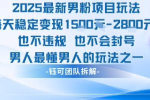 2025最新男粉项目玩法每天变现1k+也不违规也不会封号男人最懂男人的玩法