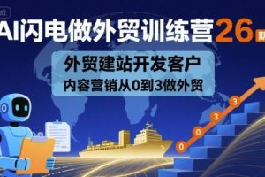 AI闪电做外贸训练营26期，外贸建站开发客户内容营销从0到3做外贸