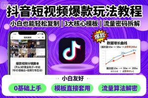 抖音短视频爆款玩法教程，小白也能轻松复制