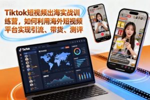 Tiktok短视频出海实战训练营，如何利用海外短视频平台实现引流、带货、测评