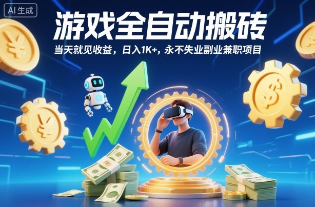 游戏全自动搬砖,当天就见收益,日入1K+,永不失业副业兼职项目【揭秘】网赚项目-副业赚钱-互联网创业-资源整合白嫖の网赚