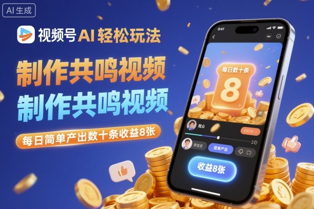 视频号AI轻松玩法，制作共鸣视频，每日简单产出数十条收益8张网赚项目-副业赚钱-互联网创业-资源整合白嫖の网赚