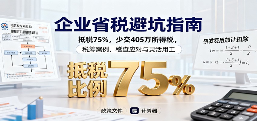 企业省税避坑指南：抵税75%，少交405万所得税，税筹案例，稽查应对与灵活用工网赚项目-副业赚钱-互联网创业-资源整合白嫖の网赚