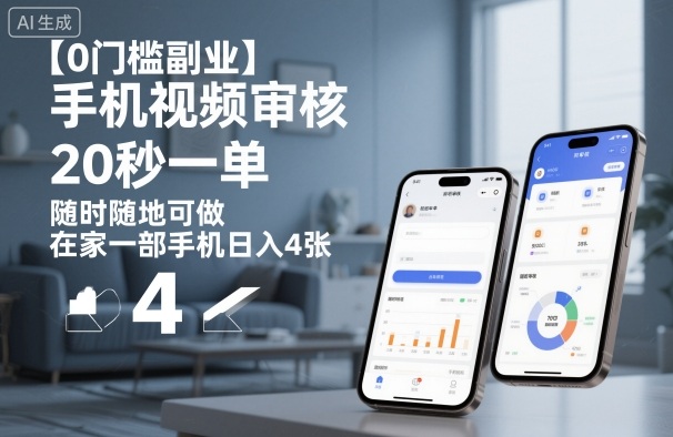 【0门槛副业】手机视频审核，20秒一单，随时随地可做，在家一部手机日入4张【揭秘】网赚项目-副业赚钱-互联网创业-资源整合白嫖の网赚