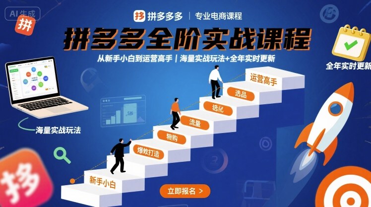 拼多多全阶实战课程，从新手小白到运营高手，海量实战玩法+全年实时更新【2025年10月更新】网赚项目-副业赚钱-互联网创业-资源整合白嫖の网赚