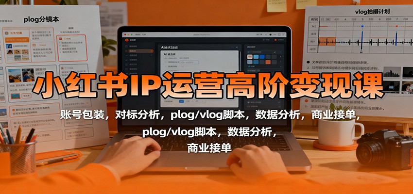 小红书IP运营高阶变现课：账号包装，对标分析，plog/vlog脚本，数据分析，商业接单网赚项目-副业赚钱-互联网创业-资源整合白嫖の网赚